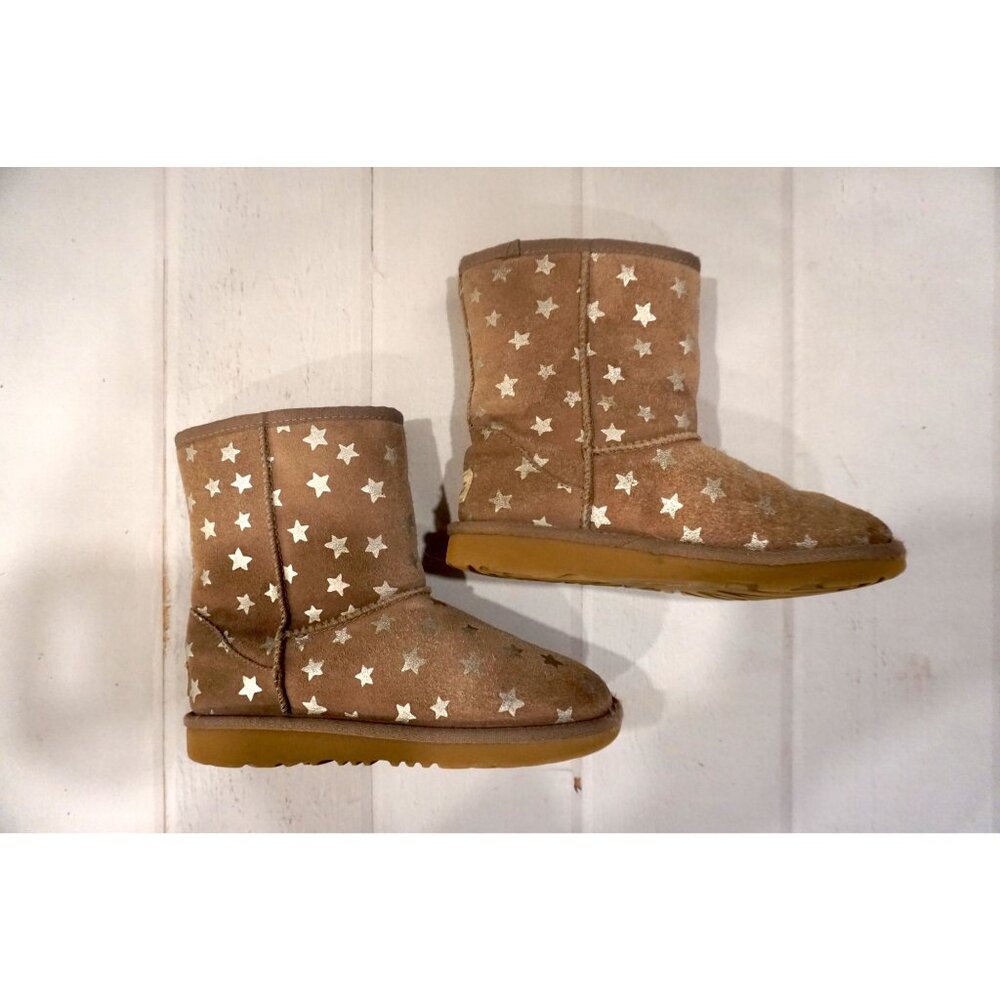 Ugg Brown Suede Star Print Girls Boots – Size 2 - Picture 2 of 13